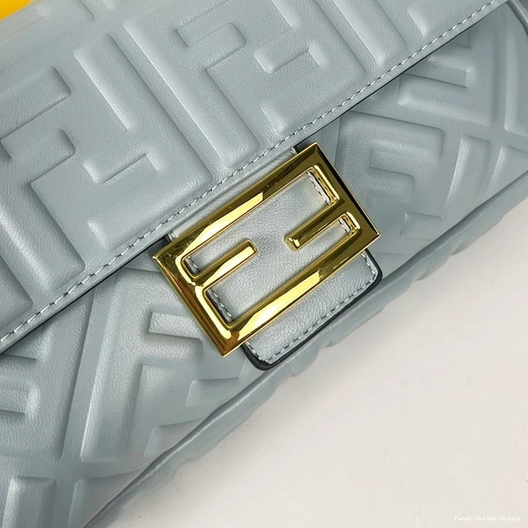 Cheap Blue Fendi Sky In FF Medium Nappa Bag Leather Baguette Motif 0813